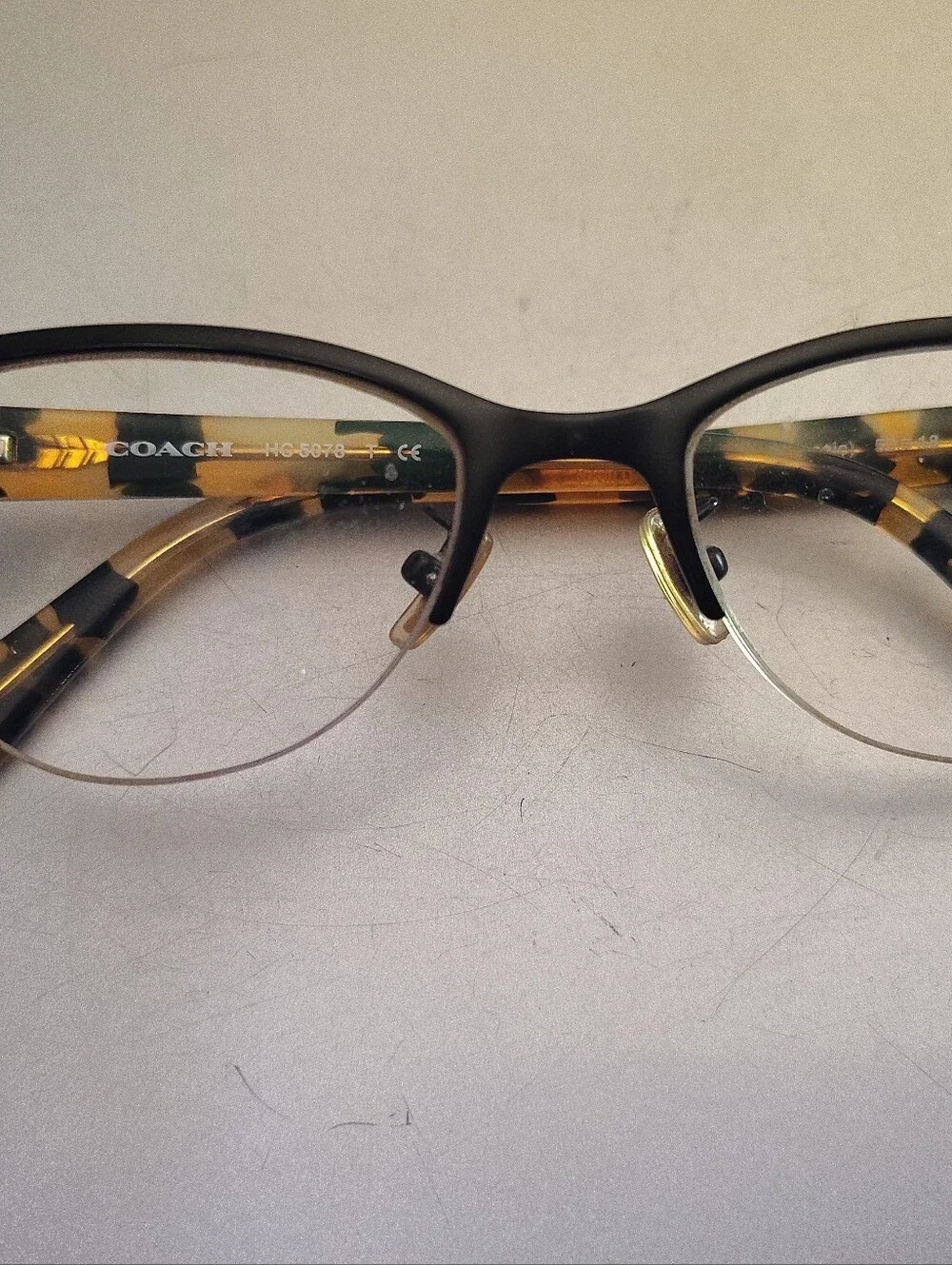 Coach HC5078 9253 Satin Black Honey Mosaic Semi Rimless Eyeglasses Frames Only